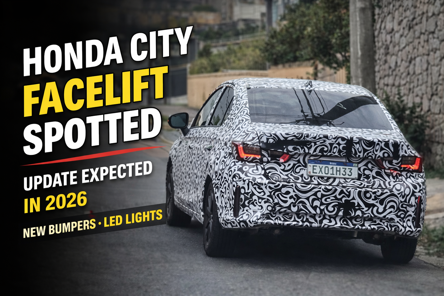 Honda City Facelift Spotted Testing, India Launch Likely in 2026