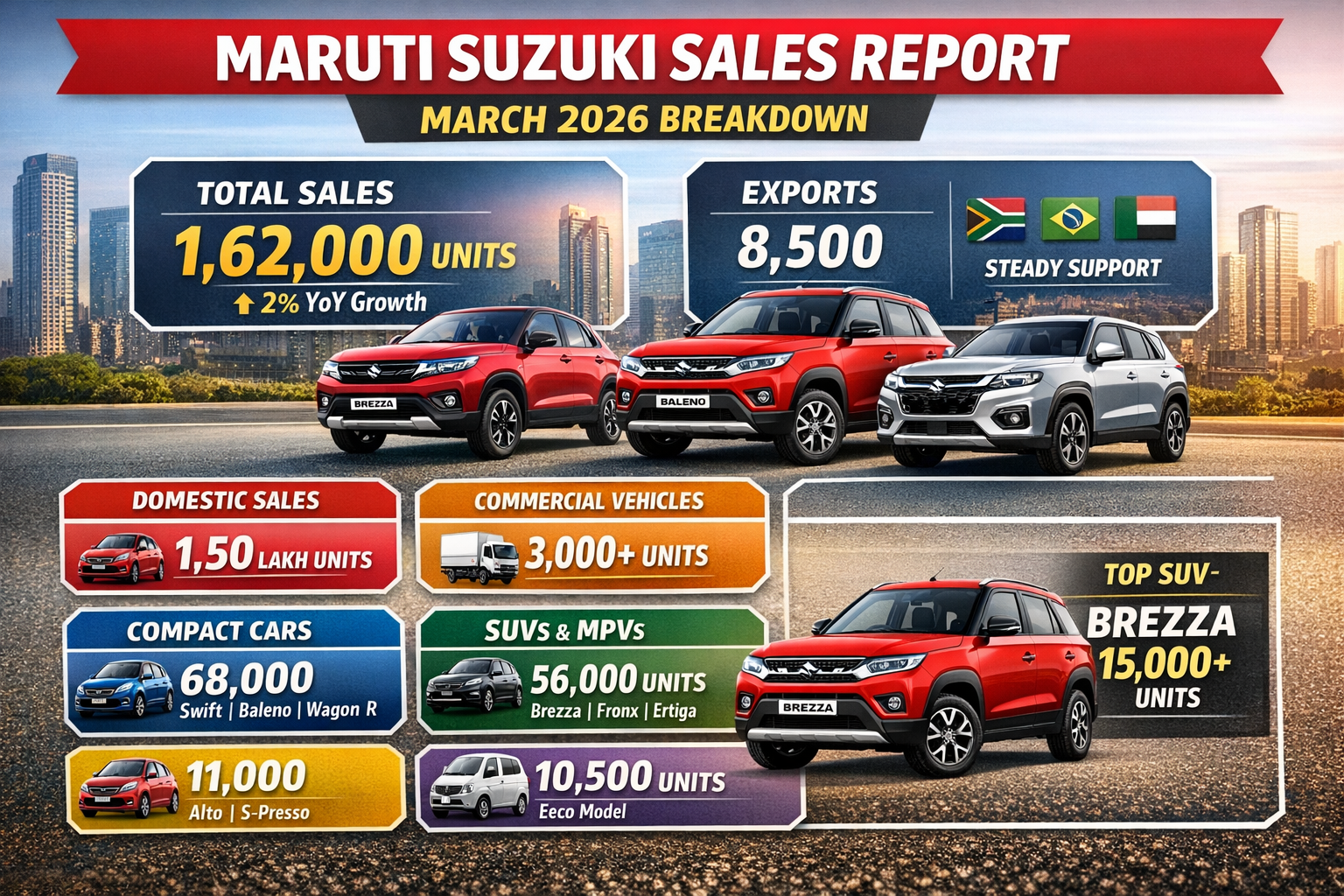 Maruti Suzuki sales breakdown March 2026