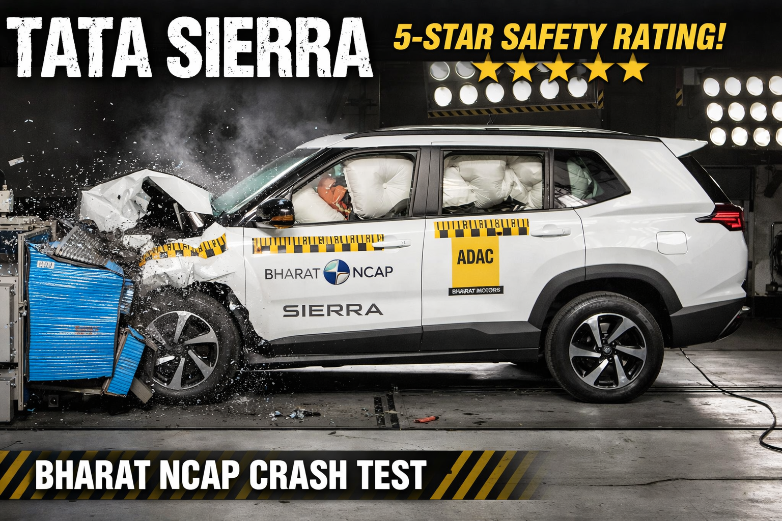 Tata Sierra Secures 5-Star Safety Rating at Bharat NCAP